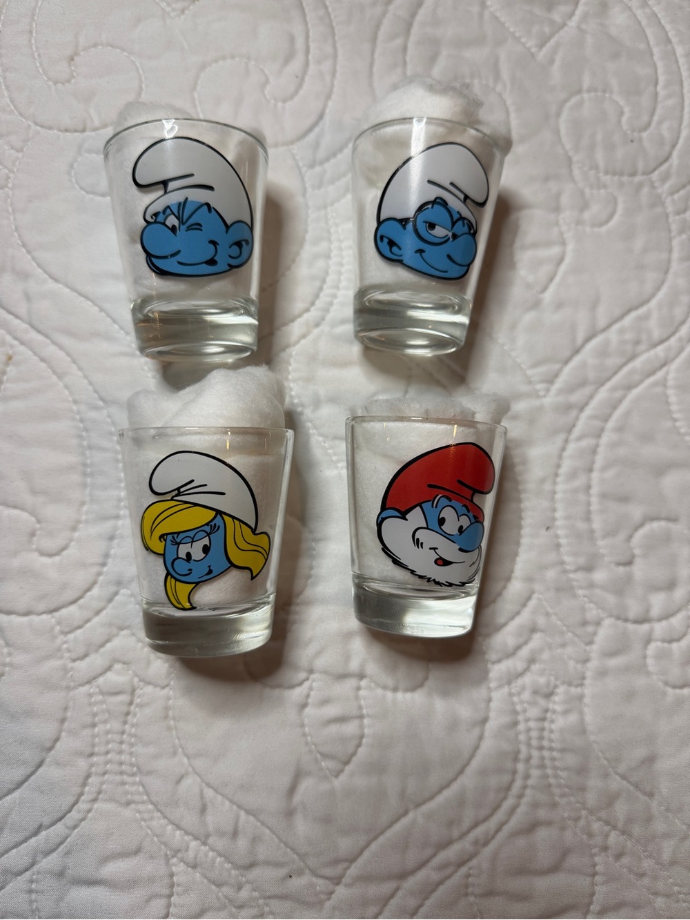 Set of 4 Smurfs Shot Glass - Peyo 2010
